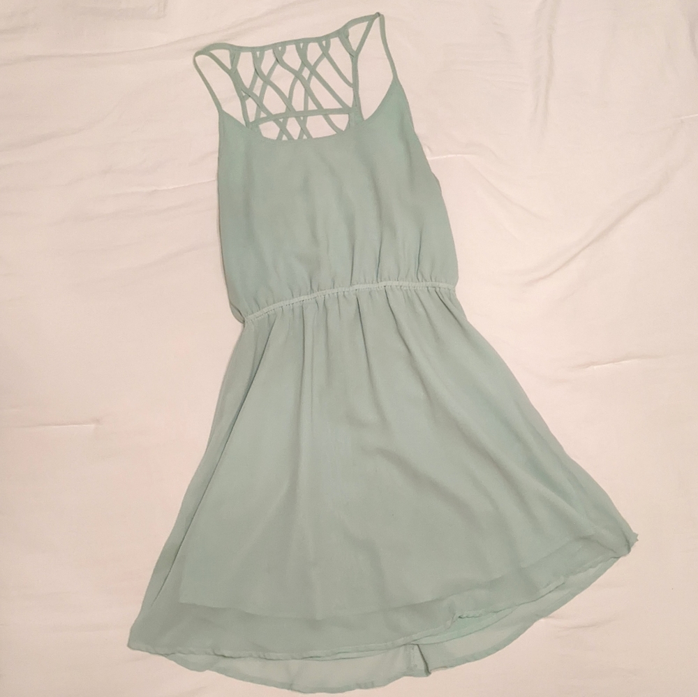 Sleeveless Mint Midi Dress with Lattice Back Detail